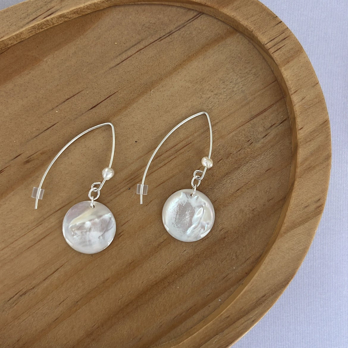 Mother of Pearl with Mini Freshwater Pearl Earwire Earrings Sterling Silver