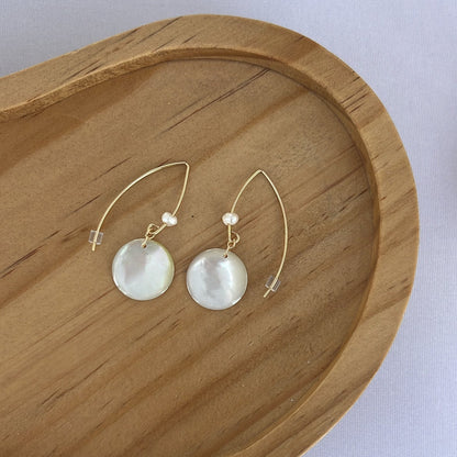 Mother of Pearl with Mini Freshwater Pearl Earwire Earrings 14K Gold Filled
