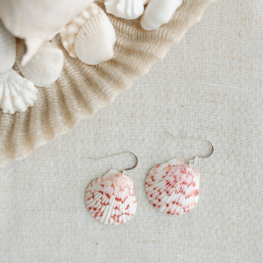 Pink Scallop Sterling Silver Earrings