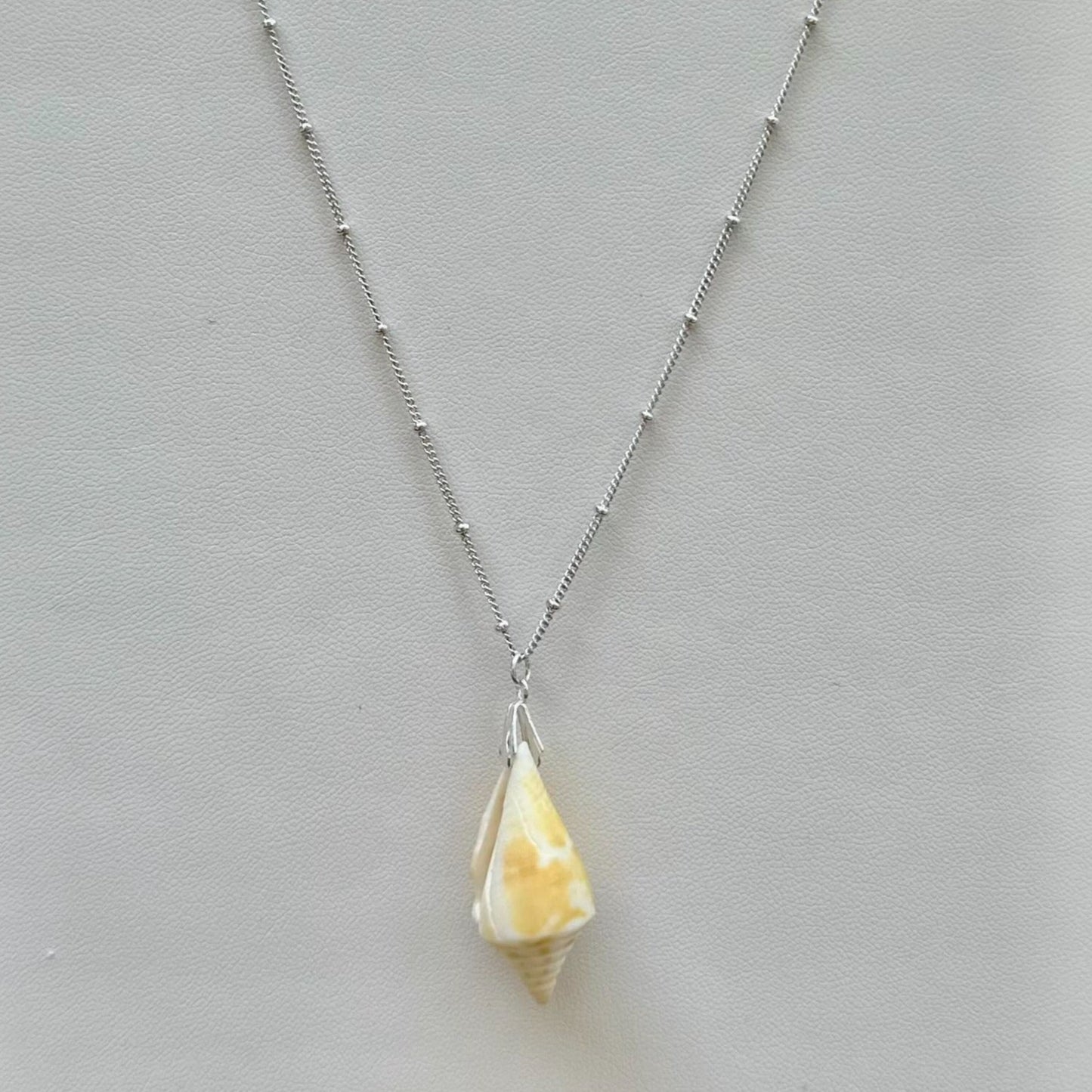 Yellow Florida Cone Shell Sterling Silver Necklace