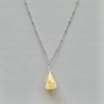 Yellow Florida Cone Shell Sterling Silver Necklace