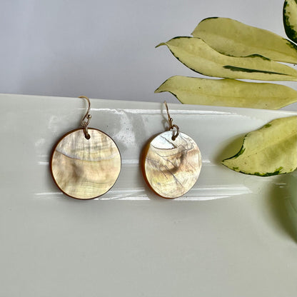 Gold Lip Mother of Pearl 14K Gold Filled Wire Earrings
