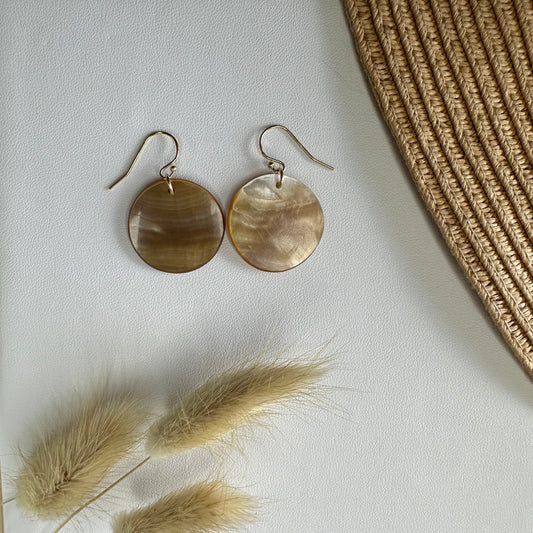 Gold Lip Mother of Pearl 14K Gold Filled Wire Earrings