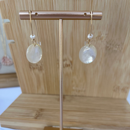Mother of Pearl with Mini Freshwater Pearl Earwire Earrings 14K Gold Filled