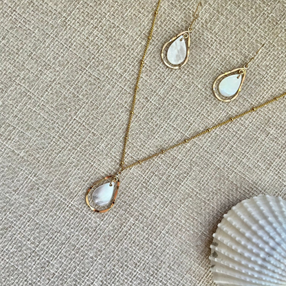 Mother of Pearl 14K Gold Filled Wave Teardrop Necklace