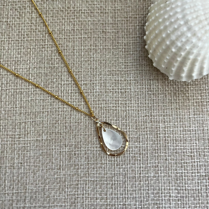 Mother of Pearl 14K Gold Filled Wave Teardrop Necklace