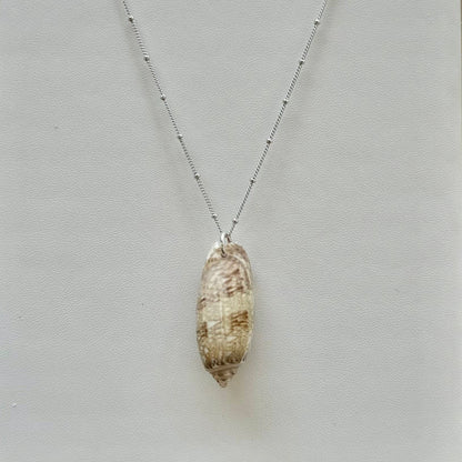 Unique Lettered Olive Seashell Sterling Silver Necklace