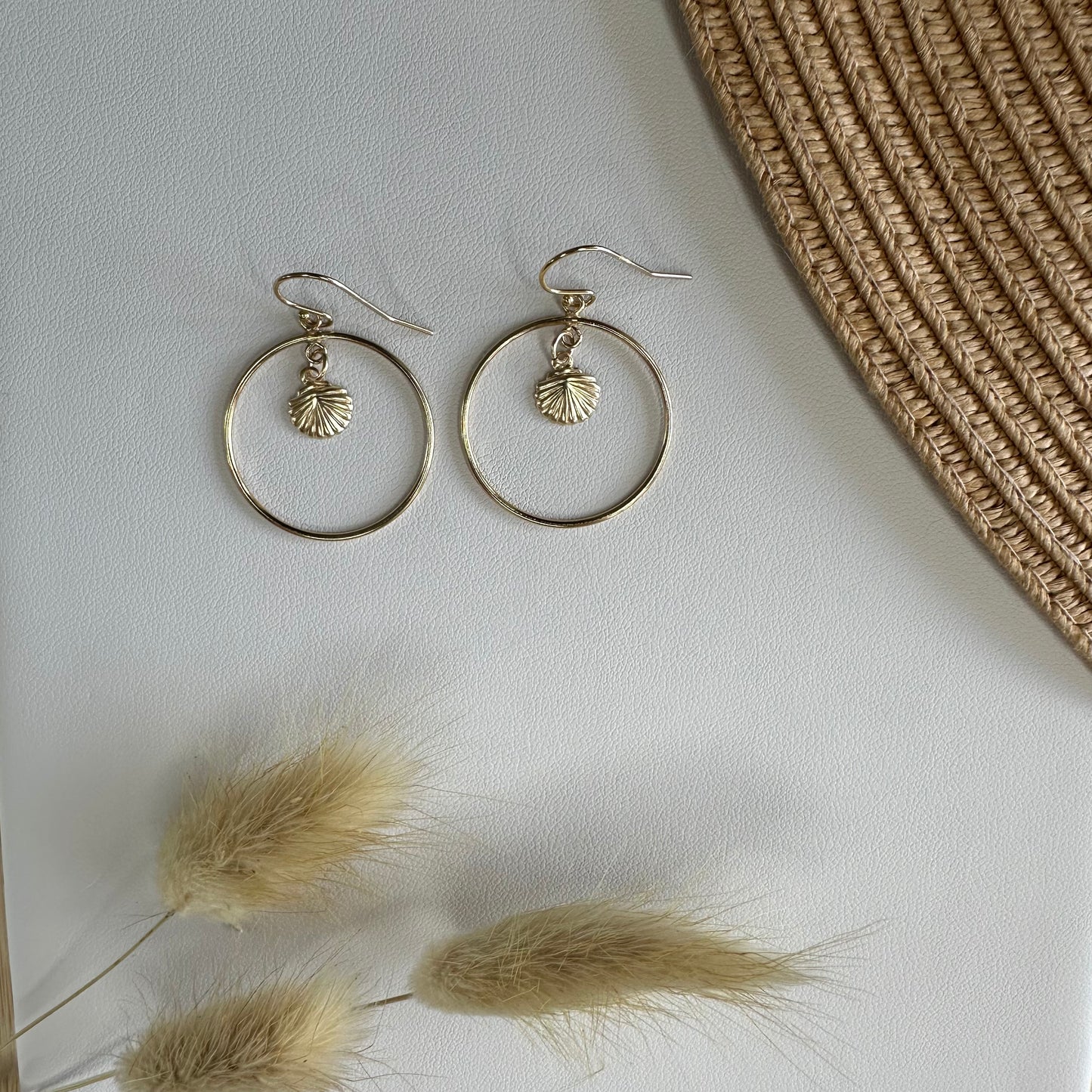 Mini SeaShell 14K Gold-Filled Circle Earrings