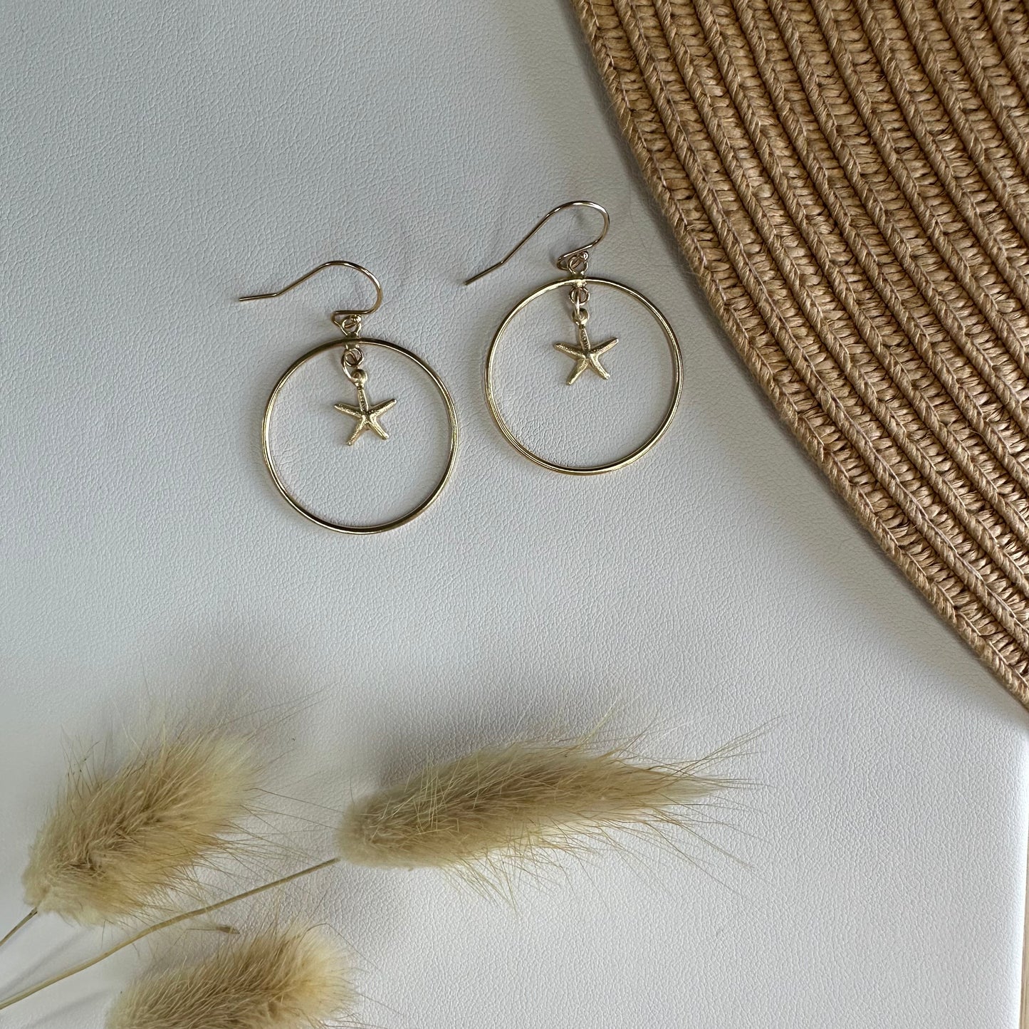 Mini Starfish 14K Gold-Filled Circle Earrings