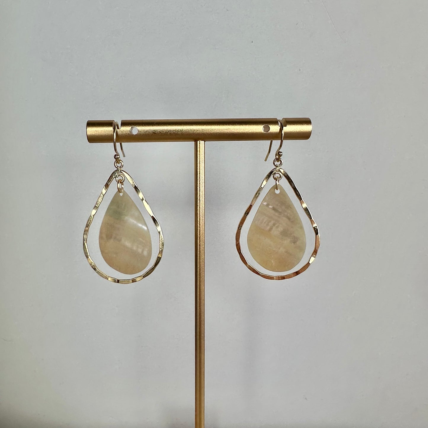 Mother of Pearl 14K Gold Filled Large Wavy Teardrop Earrings