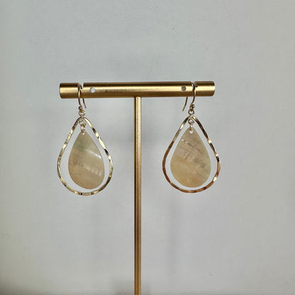 Mother of Pearl 14K Gold Filled Large Wavy Teardrop Earrings