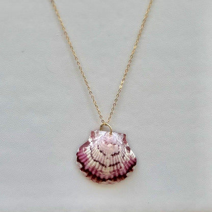 Unique Pink Spotted Scallop 14k Gold Filled Necklace