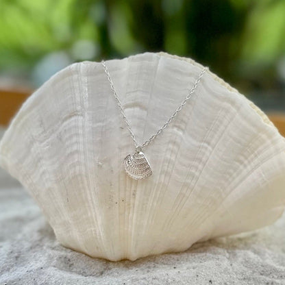 Scallop Charm Sterling Silver Necklace