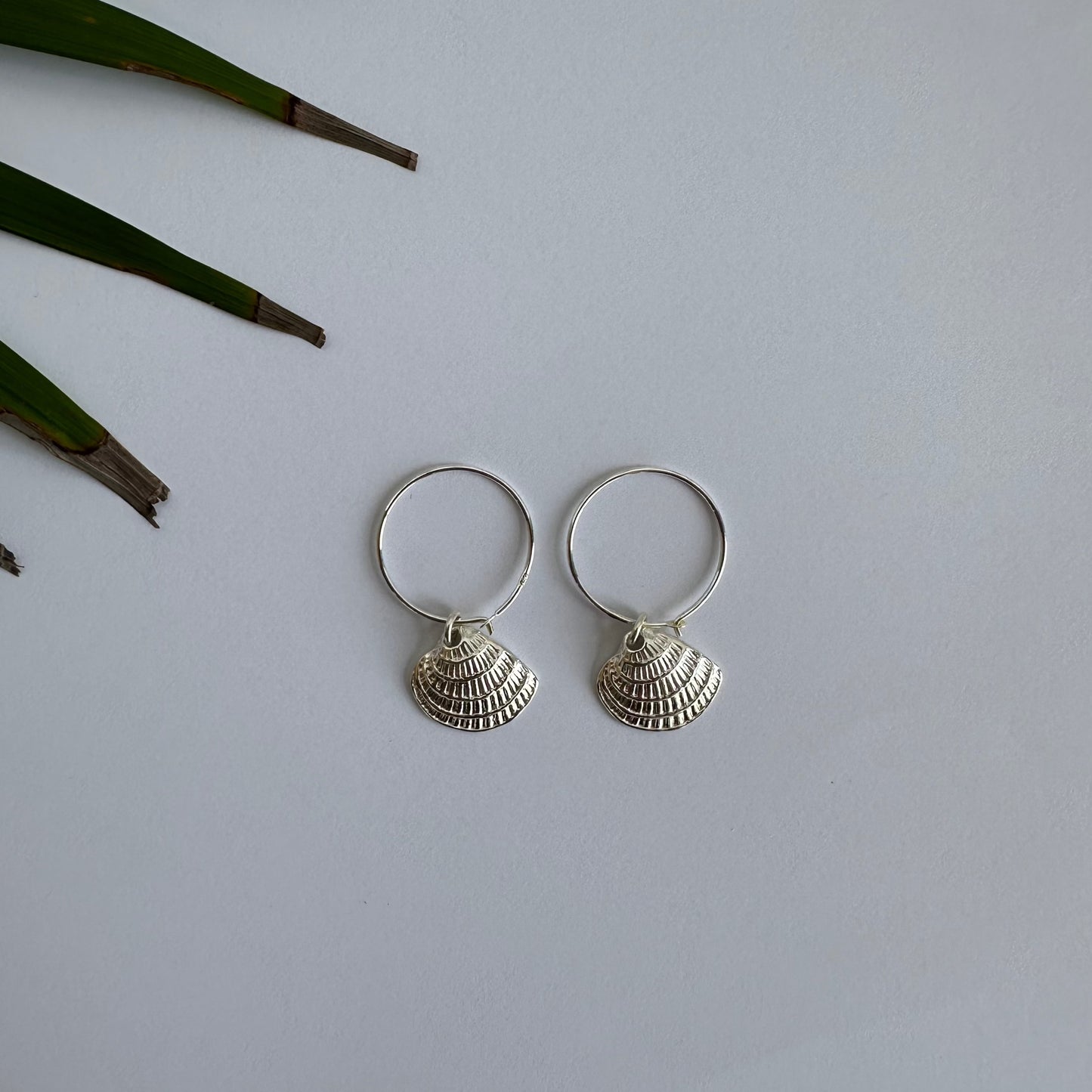 Mini Scallop Sterling Silver Hoop Earrings