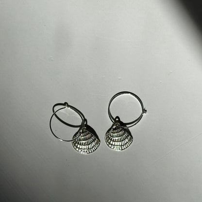 Mini Scallop Sterling Silver Hoop Earrings