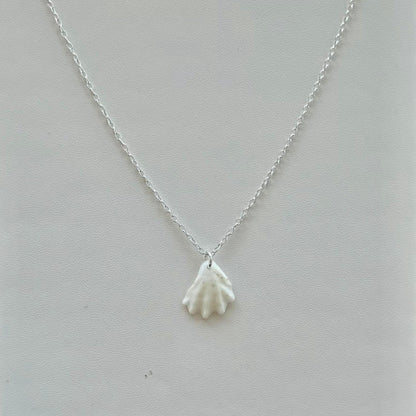 White Kitten Paw Seashell Sterling Silver Necklace