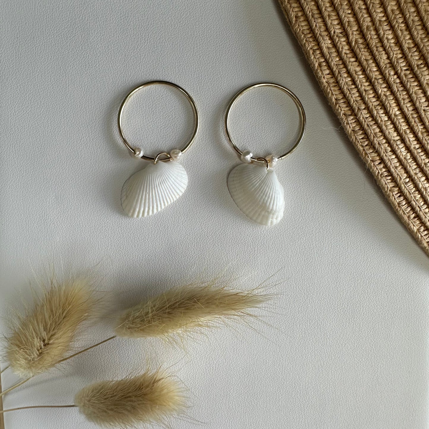 White Angel Wing Pearls 14K Gold Filled Endless Hoop Earrings