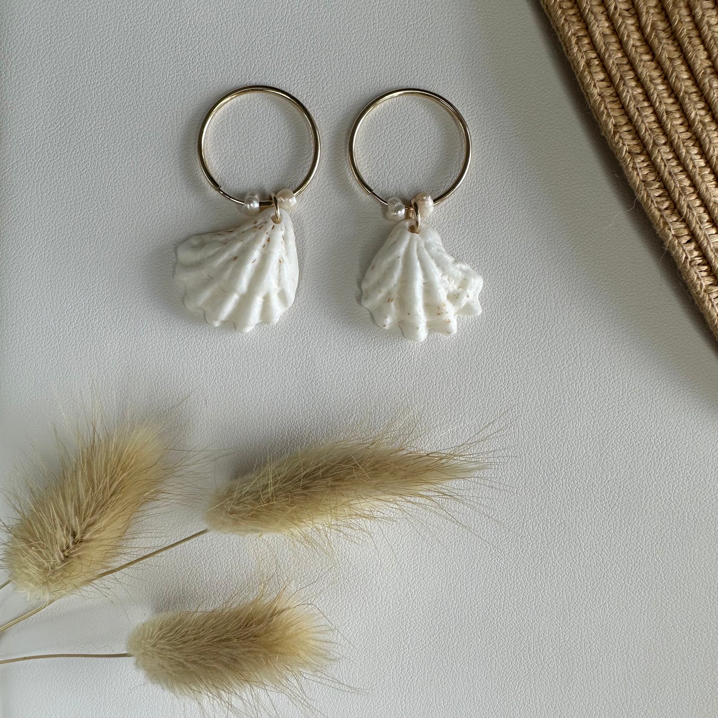 White Kitten Paw Pearls 14K Gold Filled Endless Hoop Earrings