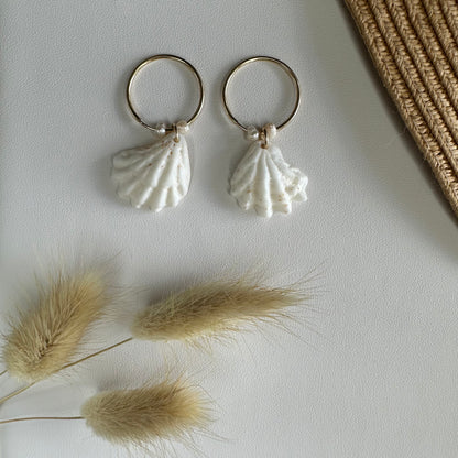 White Kitten Paw Pearls 14K Gold Filled Endless Hoop Earrings