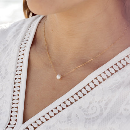 Pearl Gold-Filled Eternity Necklace